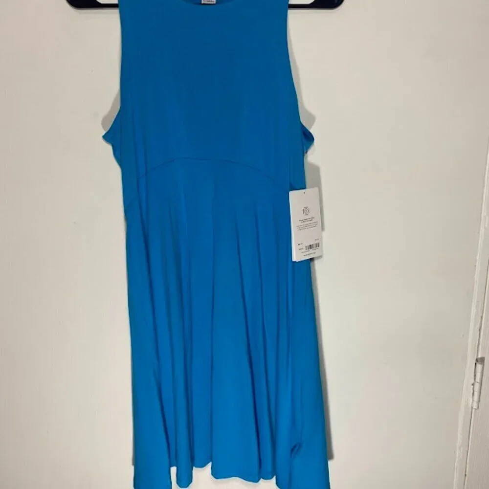 Athleta Santorini Thera Aqua Blue Sleeveless Dress